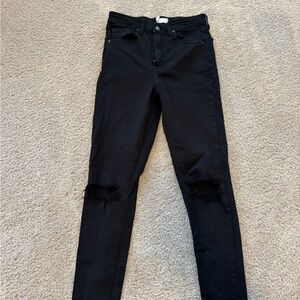 Topshop Black Ripped Skinny Jeans